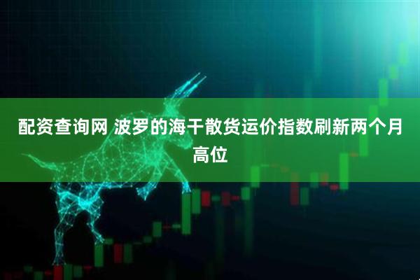 配资查询网 波罗的海干散货运价指数刷新两个月高位