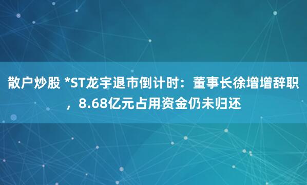 散户炒股 *ST龙宇退市倒计时：董事长徐增增辞职，8.68亿元占用资金仍未归还